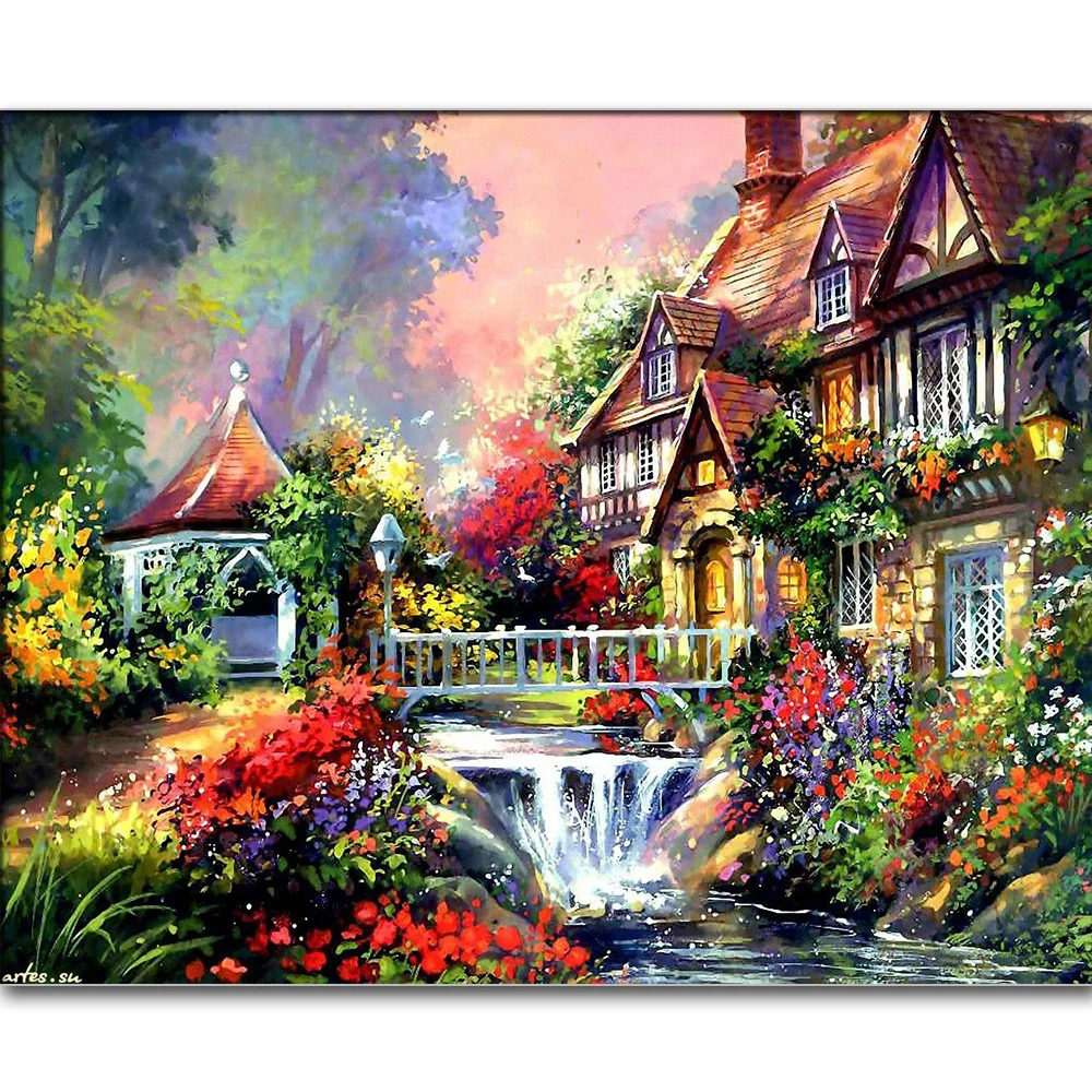 

DIY 5D Diamond Painting Landscape Alpine Waterfall Garden Cross Stitch Kit Full Diamond Embroidery Natural Mosaic Art Rhinestone