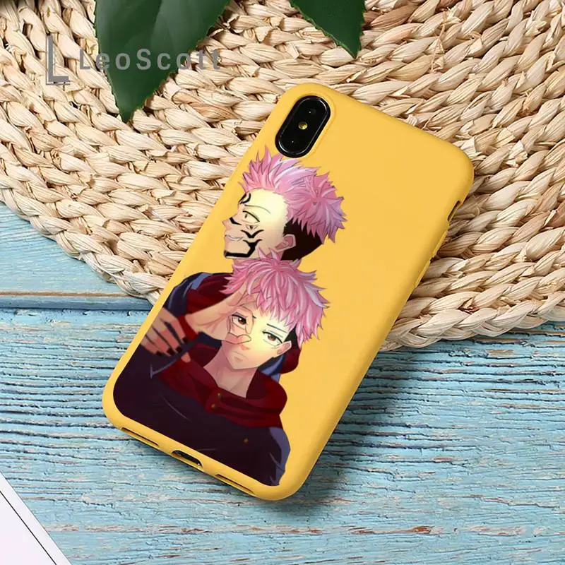 

Jujutsu Kaisen Anime Gojo Satoru Phone Case Yellow Candy Color for iPhone 11 12 mini pro XS MAX 8 7 6 6S Plus X SE 2020 XR
