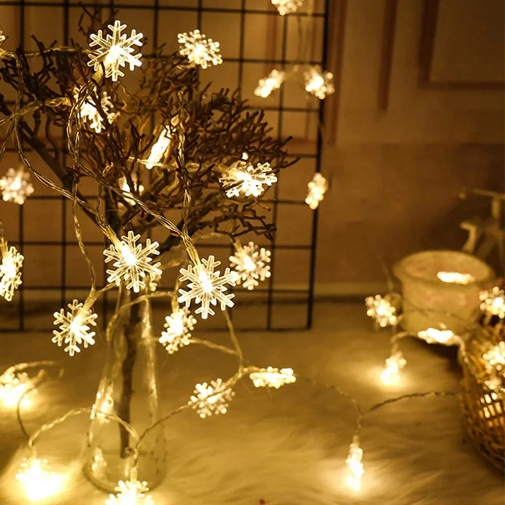 

Christmas Flash Snowflake Ball Star String Fairy Lights Garland for Home New Year Party Xmas Tree Decoration Light Fairy Lights