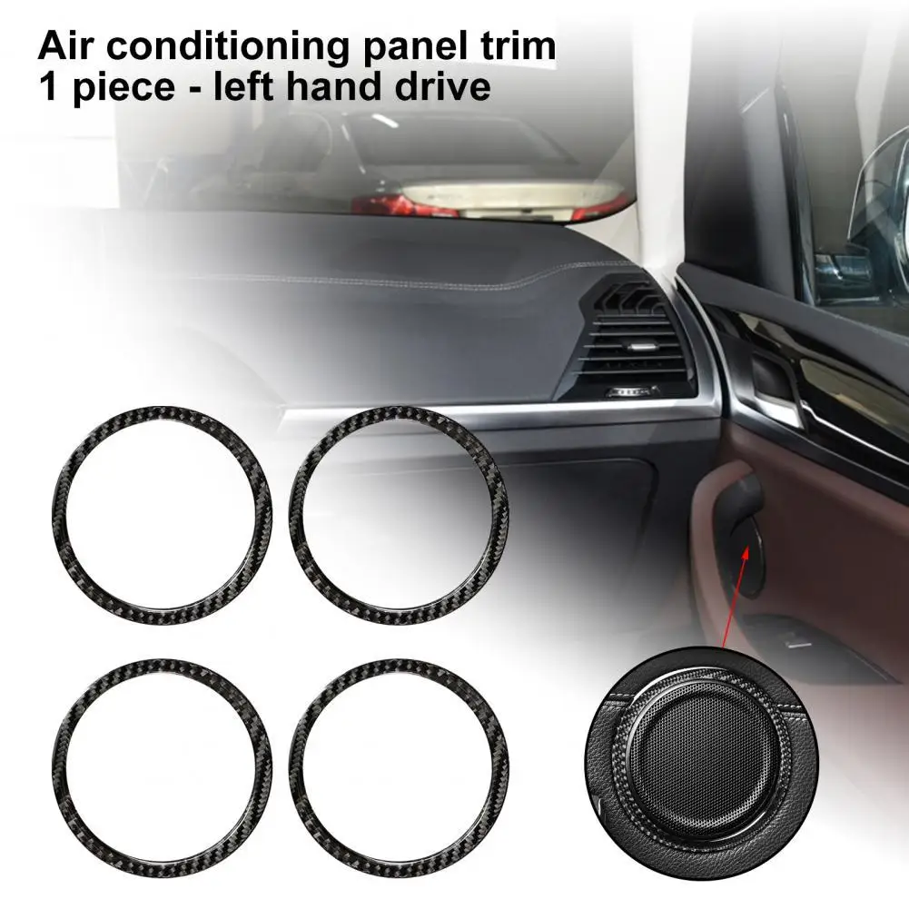 

UV-proof 4Pcs Mini Door Audio Ring Trim Cover Carbon Fiber Speaker Panel Cover Compact