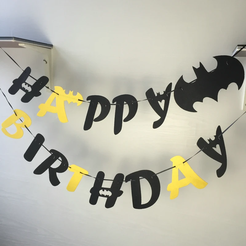 Happy Birthday Party Decoration Letter Banner Hero Bat For Children Room Deco Supplies Home Decor Kid Adult Boy Girl Baby Shower