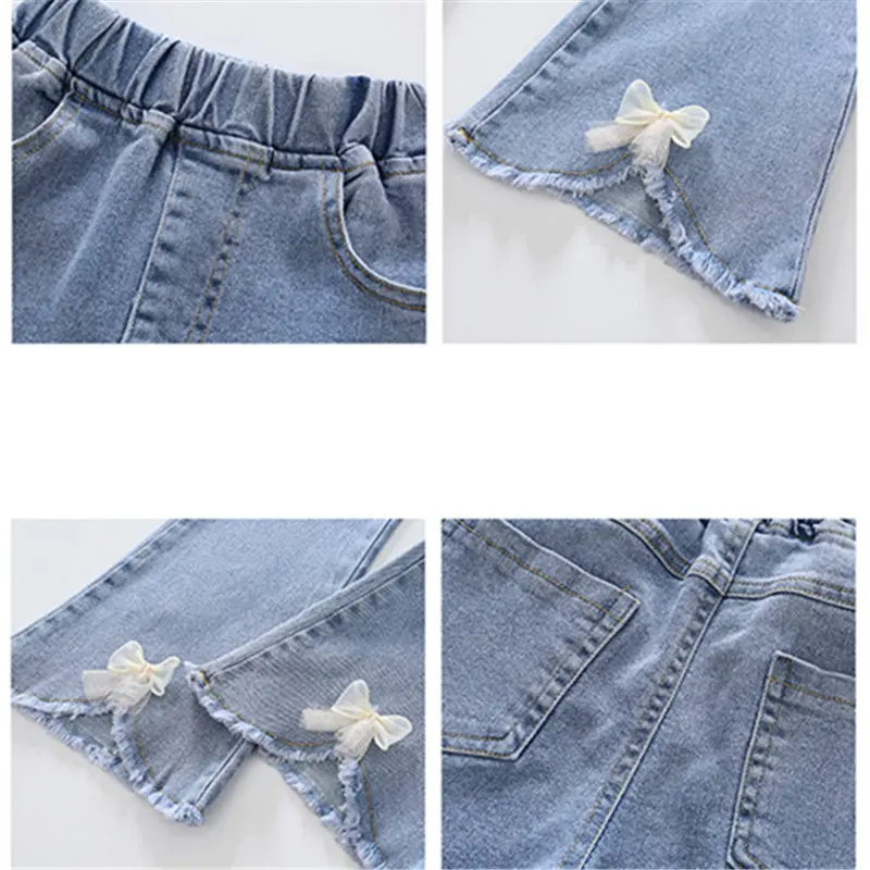 

Spring Teen Girl Solid Jeans Boot Cut Bowknot Flare Jeans Elegant Casual Children Trousers Kids Autumn Clothes 4 6 9 12 13 Years