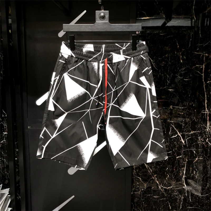 

Men's luxury brand new beach pants diamond print personality designer slim sexy fitness shorts