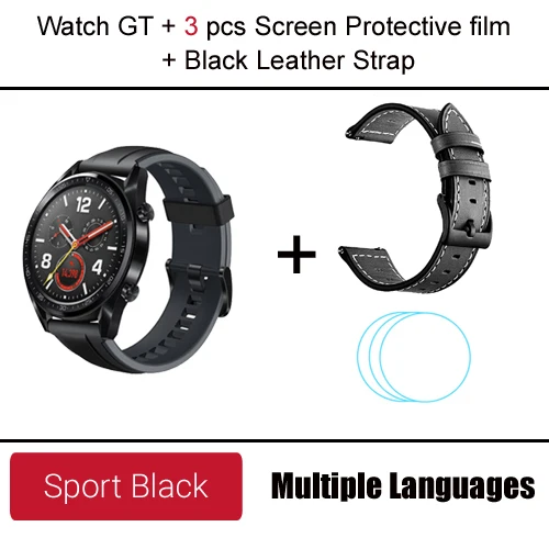 Huawei Watch GT Смарт часы Поддержка gps 14 дней Срок службы батареи 5 атм водонепроницаемый телефонный Звонок трекер сердечного ритма для Android iOS - Цвет: Black add strap