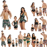family matching swimsuits floral printed mom and me swimwear women girl bathing suits men boy trunks couples holiday beachwear