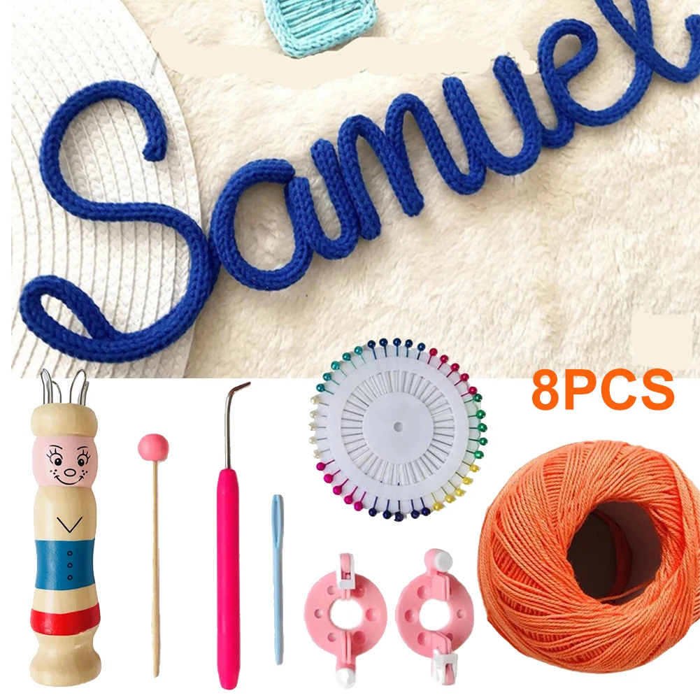 

A Set Wooden Doll Rope Knitting Needlework Loom Braided Maker Yarn Wool Set Bracelet Knitting Tool Wool Sewing Tools