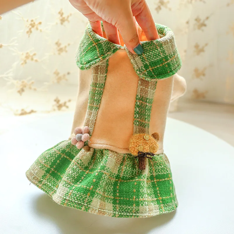 

Dog Clothes Winter Clothes Pet Supplies Clothing New Puppy Plaid Skirt Cat Spring and Autumn Small Dog Clothes