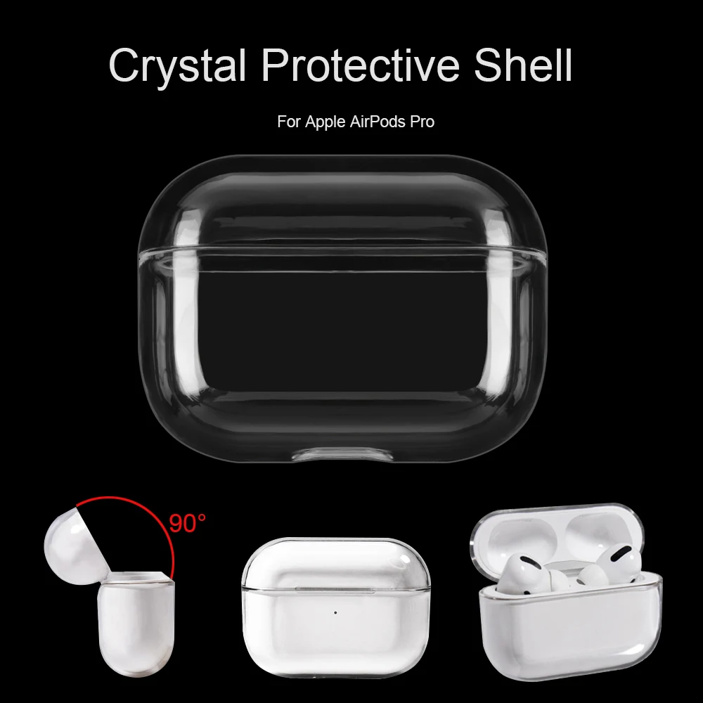 Прозрачный чехол для Airpods Pro жесткий из поликарбоната защитный 3 зарядное