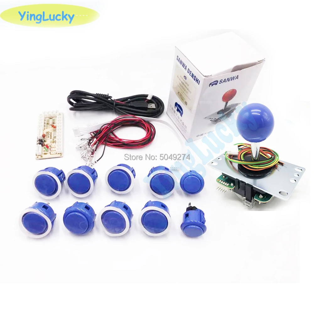Yinglucky оригинальная Sanwa Япония JLF-TP-8YT OBSF-30 кнопочный USB к ПК нулевой датчик с переходником для JAMMA MAME Комплект Аркады своими руками - Цвет: Royal blue