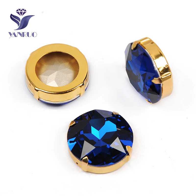 Capri Blue Yanruo 1201 круглая нашивная СТРАЗА стеклянные поделки камни и кристаллы Точка назад большие стразы для украшения - Цвет: Capri Blue