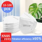 Маска KN95 ffp2mask, многоразовая, 5 слоев, 10-100 шт.