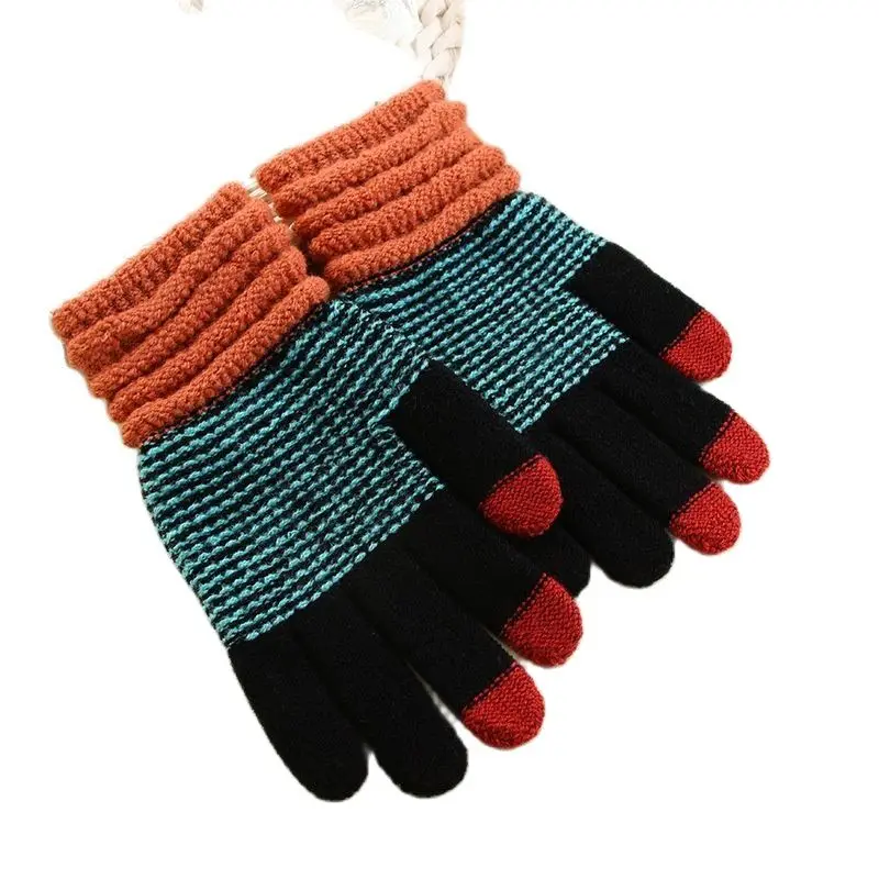 Women's Cashmere Knitted Winter Gloves Cashmere Knitted Women Autumn Winter Warm Thick Gloves Touch Screen Skiing Gloves images - 6