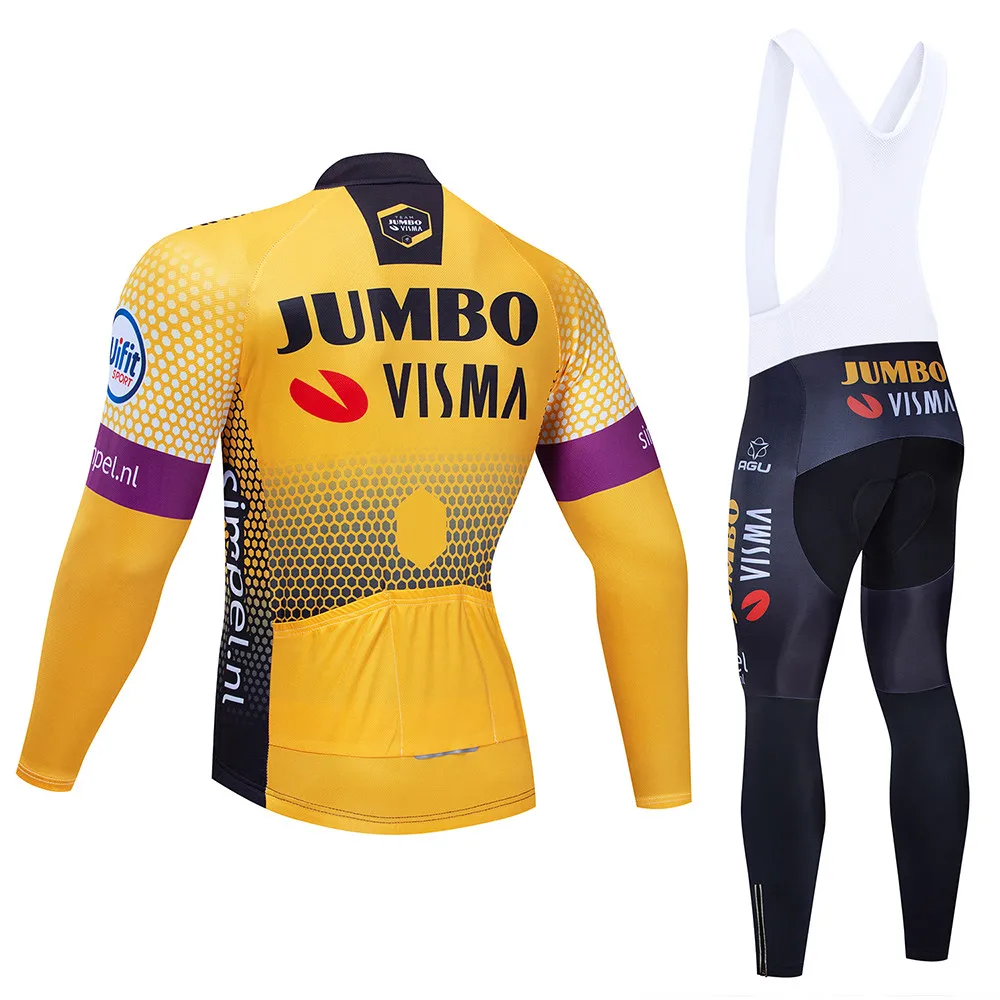 Pro Team JUMBO VISMO зимний флис Велоспорт Джерси Наборы для мужчин, утепленная велосипедная Одежда MTB Ropa Ciclismo велосипедный Майо гелевый коврик