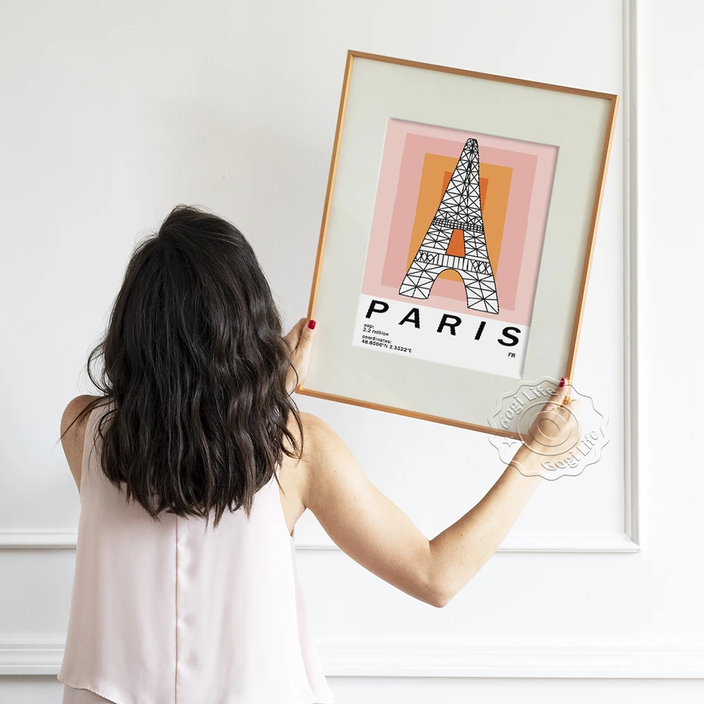 Живописные точки во Франции художественные печатные плакаты башня Парижа