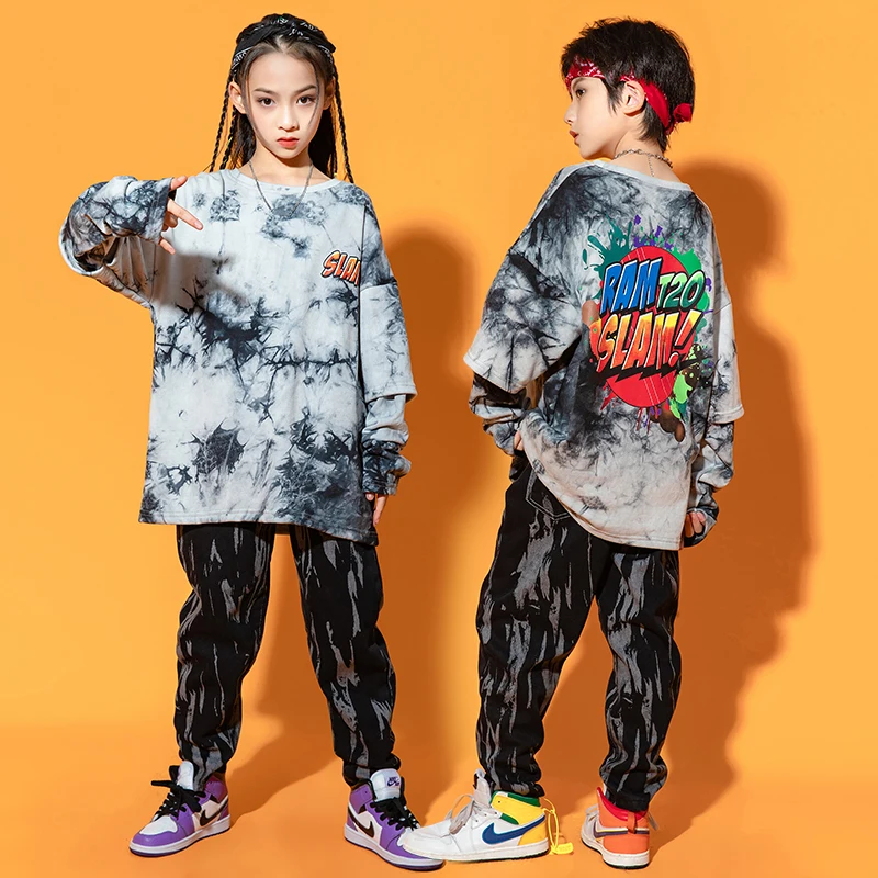 

Autumn Winter Long Sleeves Tops For Kids Hip Hop Dance Clothes Girls Jazz Street Dance Sport Wear Boys Concert Costume BL7604