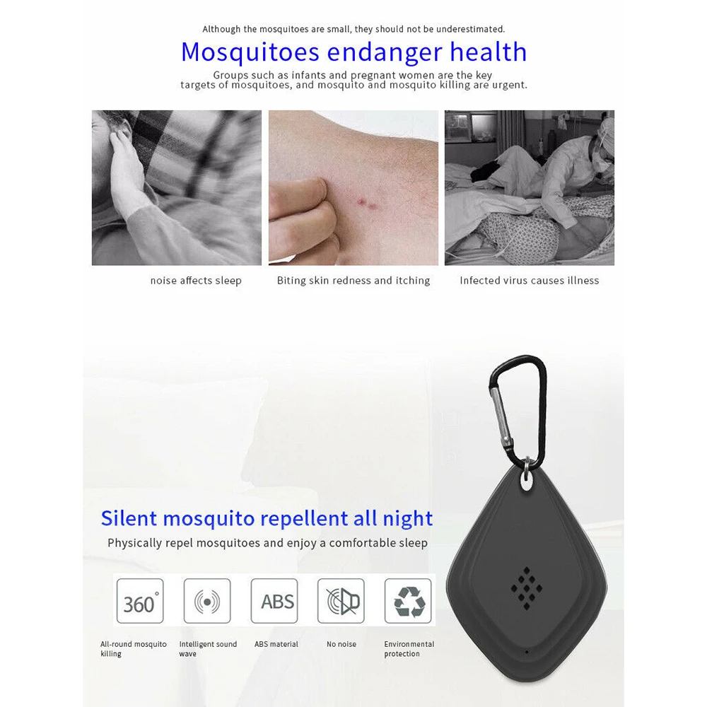 Гибкий ультразвуковой отпугиватель от блох портативный легкий Отпугиватель