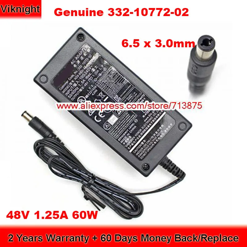 

Genuine 332-10772-02 Ac Adapter 48V 1.25A 60W Charger for Netgear ADS-65DL-48-1 48060E ADS-65DI-48-1 48060E Power Supply
