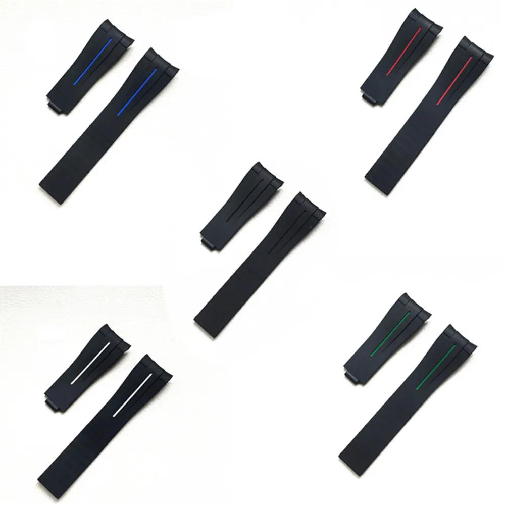 

20MM Curved Interface Watch Band with Metal Buckle Soft Silicone Watch Strap Wristband Bracelet Repair Parts