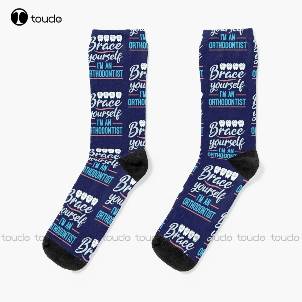 

Brace Yourself I'M An Orthodontist Socks Womens Cotton Socks Personalized Custom Unisex Adult Teen Youth Socks Hd High Quality