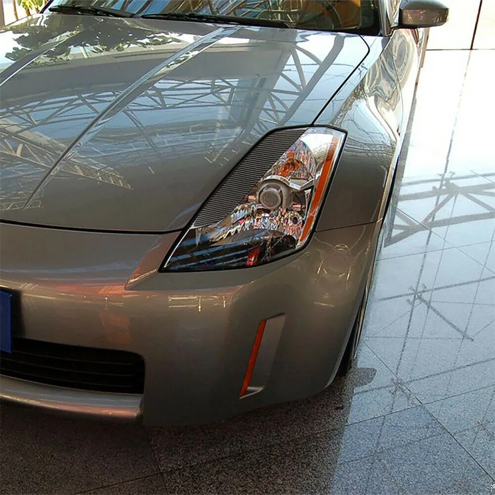 

Car Headlight Eyebrows Eyelids HeadLight Eyelid Eyebrows Trim 2003-09 Black Carbon Fiber
