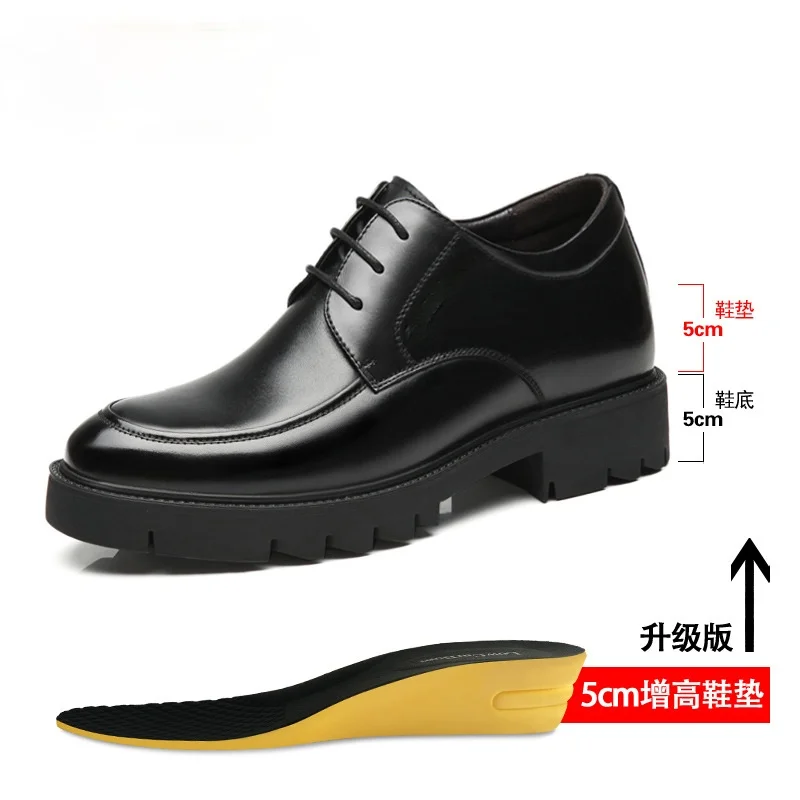 

Men's Elevator Increased 8cm Leather Shoes Spring Autumn New Thick-soled Business Invisible Increased 10cm Casual Men's Shoes