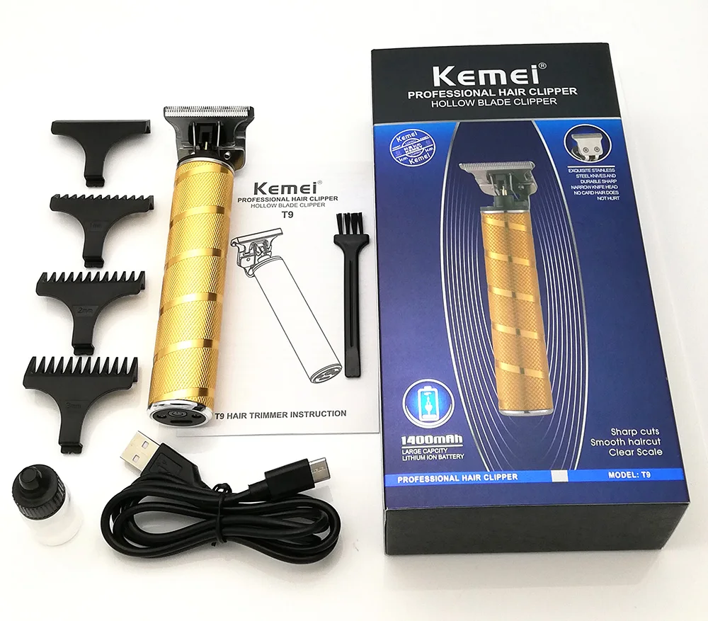 

Kemei KM-T9 Pro Li T-Outliner Barber Electric Professional Cordless Hair Trimmer Men Baldheaded Hair Clipper Cutting Machine