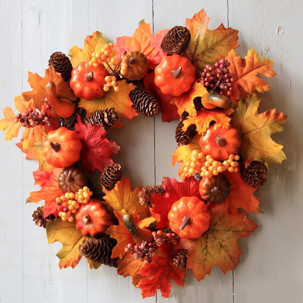 Осенний венок с тыквой Микки на Хэллоуин осенняя ротанговая гирлянда