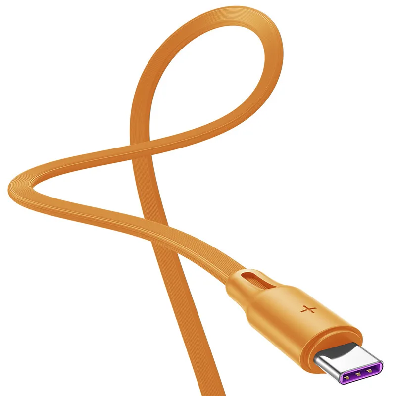 Плоский кабель для быстрой зарядки ROCK type-C 5A для samsung S9 S8 Xiaomi mi9 Redmi note 7 Super Fast Charging QC 4,0 шнур для передачи данных - Цвет: Orange