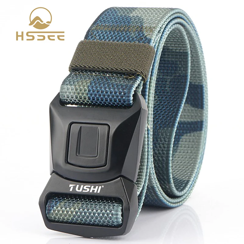 

HSSEE Official authentic camouflage men's tactical belt with hard anti-rust metal buckle 1200D real nylon belt christmas 2020