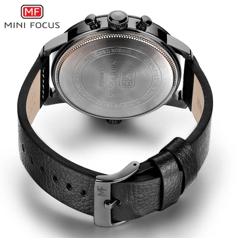

Double movement personalized men's watch calendar luminous waterproof leather strap 0030G