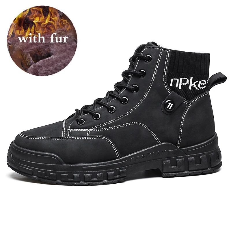 

Brand Winter Men Boots Warm Plush Men Snow Boots Lace-Up Autumn Men's Ankle Boots Comfortable Outdoor Sneakers Men's Shoes