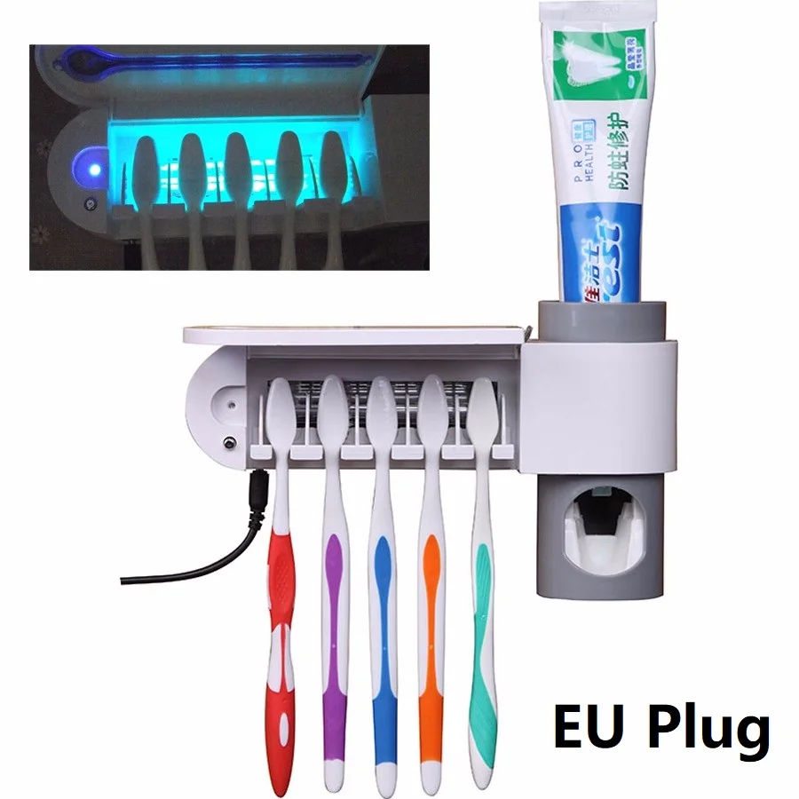 EU Plug for home Держатель стерилизатора для зубной щетки портативный УФ-дезинфекционный ящик для гигиены полости рта Путешествия Бытовые зубы кисти для макияжа - Цвет: EU Plug for home