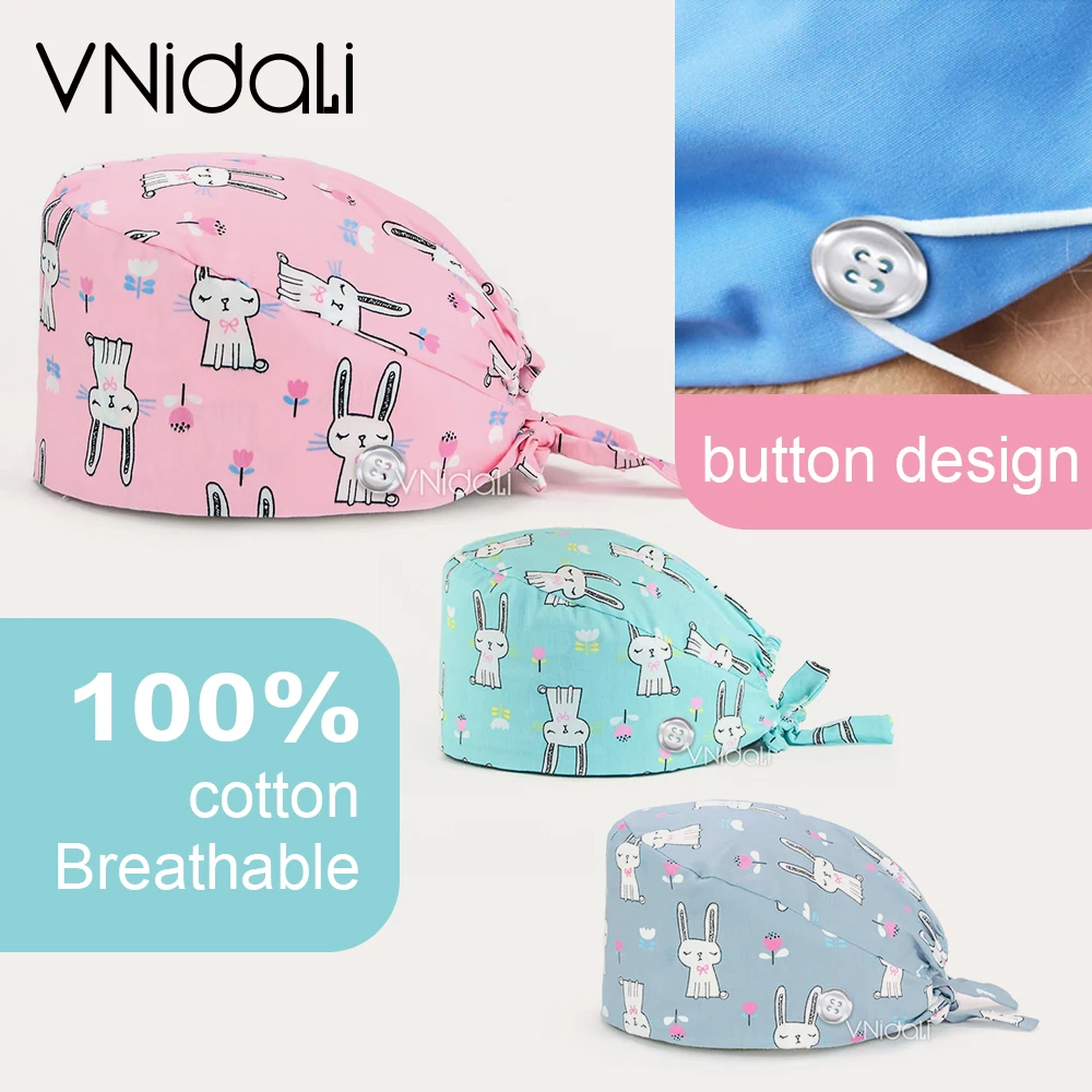 

Оптовая продажа, хирургическая шапка из 100% хлопка с мультяшным принтом