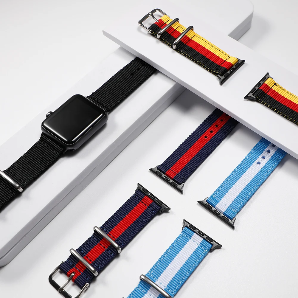 nylon strap for apple watch band 44mm 40mm iwatch band 38mm 42mm rainbow sport bracelet smartwatch apple watch series 6 se 5 4 3 free global shipping
