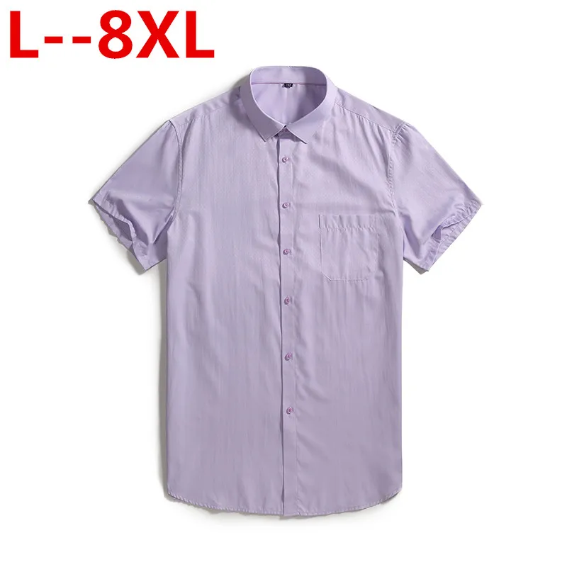 

Men's 8XL 4XL 6XL 5XL Casual Shirt Short Sleeve Pure Color Summer Male Fashion Hawaiian Buckle Slim Fit Mens Dress Shirts