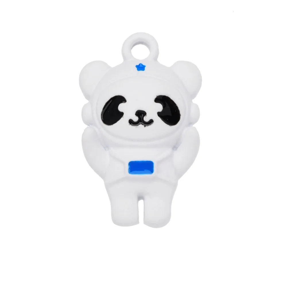 JQ 20Pcs/Set White Spray Paint Cartoon Astronaut Spaceship Bear Pendant Charm For Lovers Bracelet Necklace DIY Jewelry Making |