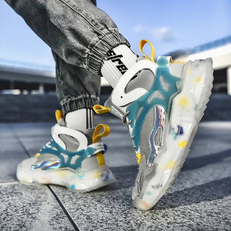 

Abhoth Men Sneakers Running Breathable High Top shoes Height Increasing Hard-Wearing Lace-Up Size 45 Shoes Zapatillas Hombre