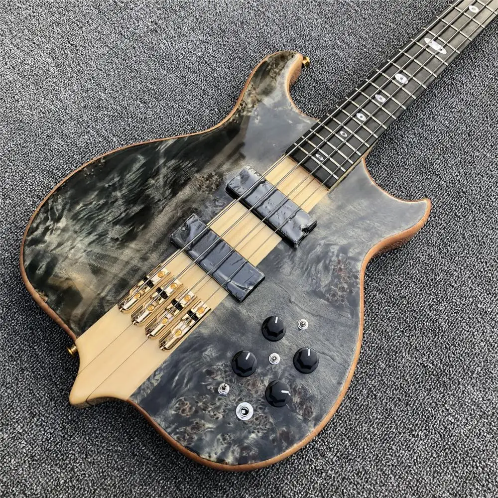 Бас гитара Burst Maple Top 4 струны гриф сквозное тело эбеновый активные звукосниматели