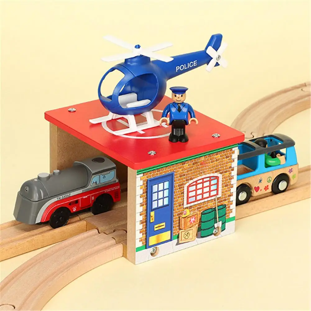 

Wood Track Compatible Wooden Train Track Train Garage Parking Apron Station Simulate Railway Accessories Toys For Children Kids