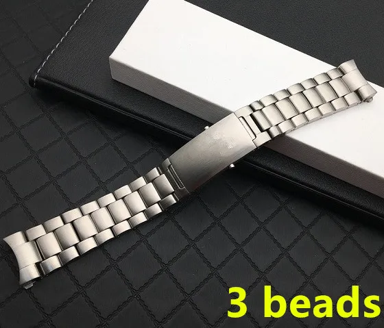 3 beads Лидирующий бренд качество 316L 20 мм 22 мм серебро Нержавеющая сталь часы ремешок для omega ремешок seamaster speedmaster Планета Океан ремешок для часов - Цвет ремешка: 3 beads