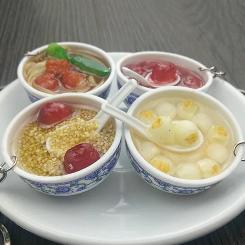 Новый Брелок-лапша креативный брелок &quotМиска&quot китайский синий и белый фарфор