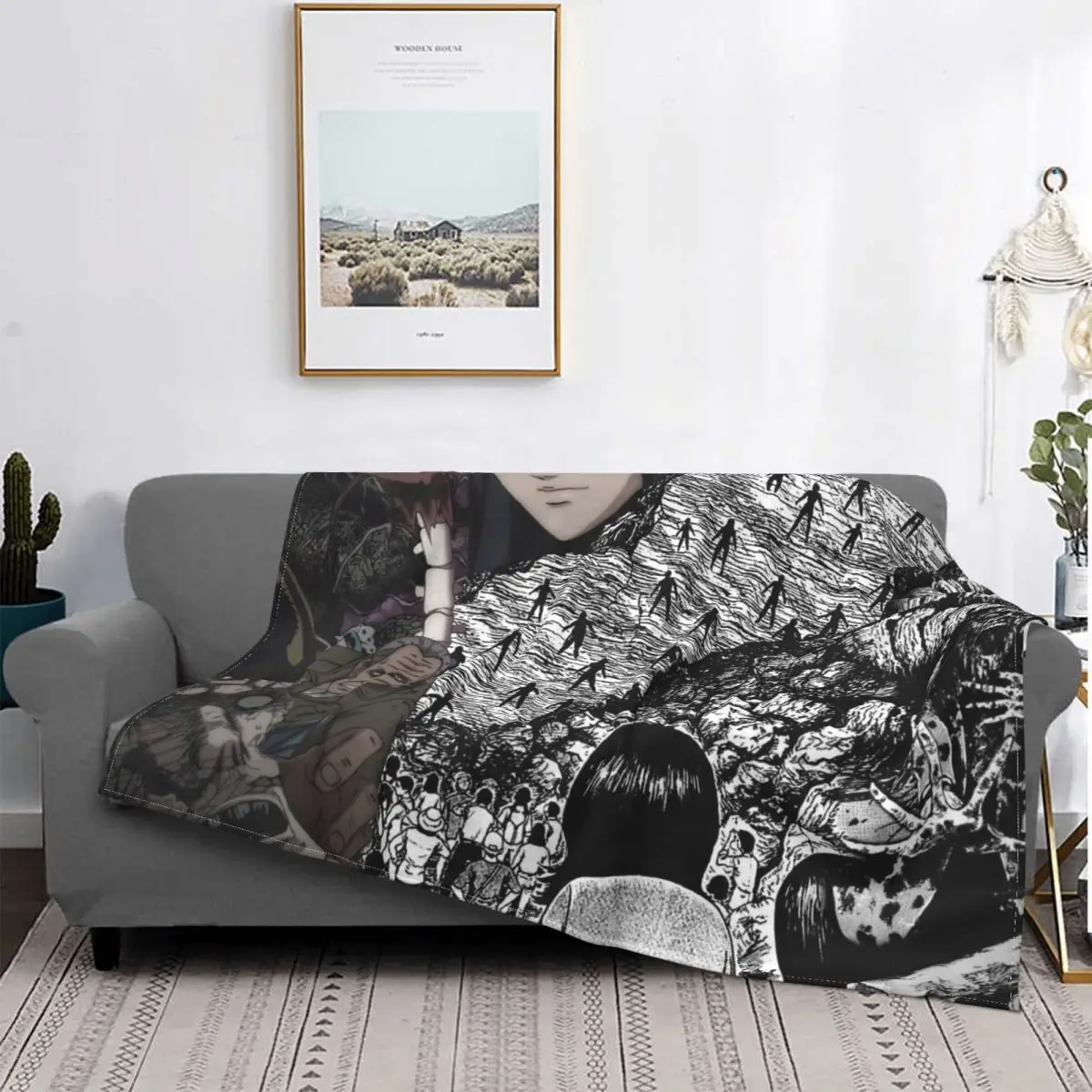 

Junji Ito Horror Comics Jigsaw Portable Warm Throw Blankets for Bedding Travel
