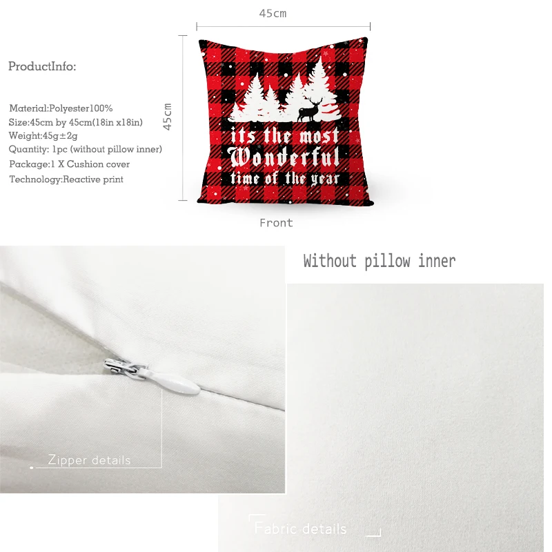 Новинка 2021 красная клетчатая Рождественская подушка чехол персиковая кожа