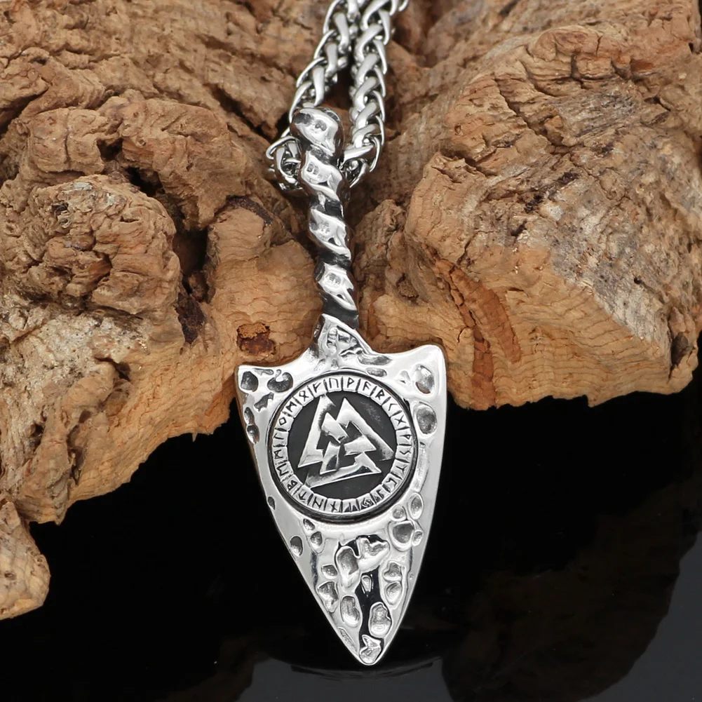 Скандинавский Викинг Odin Gungnir Амулет из нержавеющей стали Valknut ожерелье с