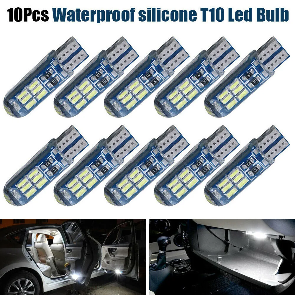 

Car T10 LED Light Bulb Error Free Indicating Light License Plate Light White 10 Pcs