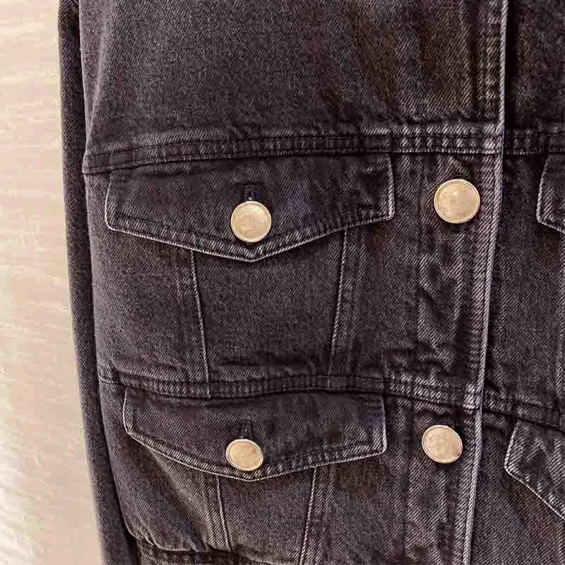 Осенняя дизайнерская джинсовая куртка женские джинсовые куртки с золотыми