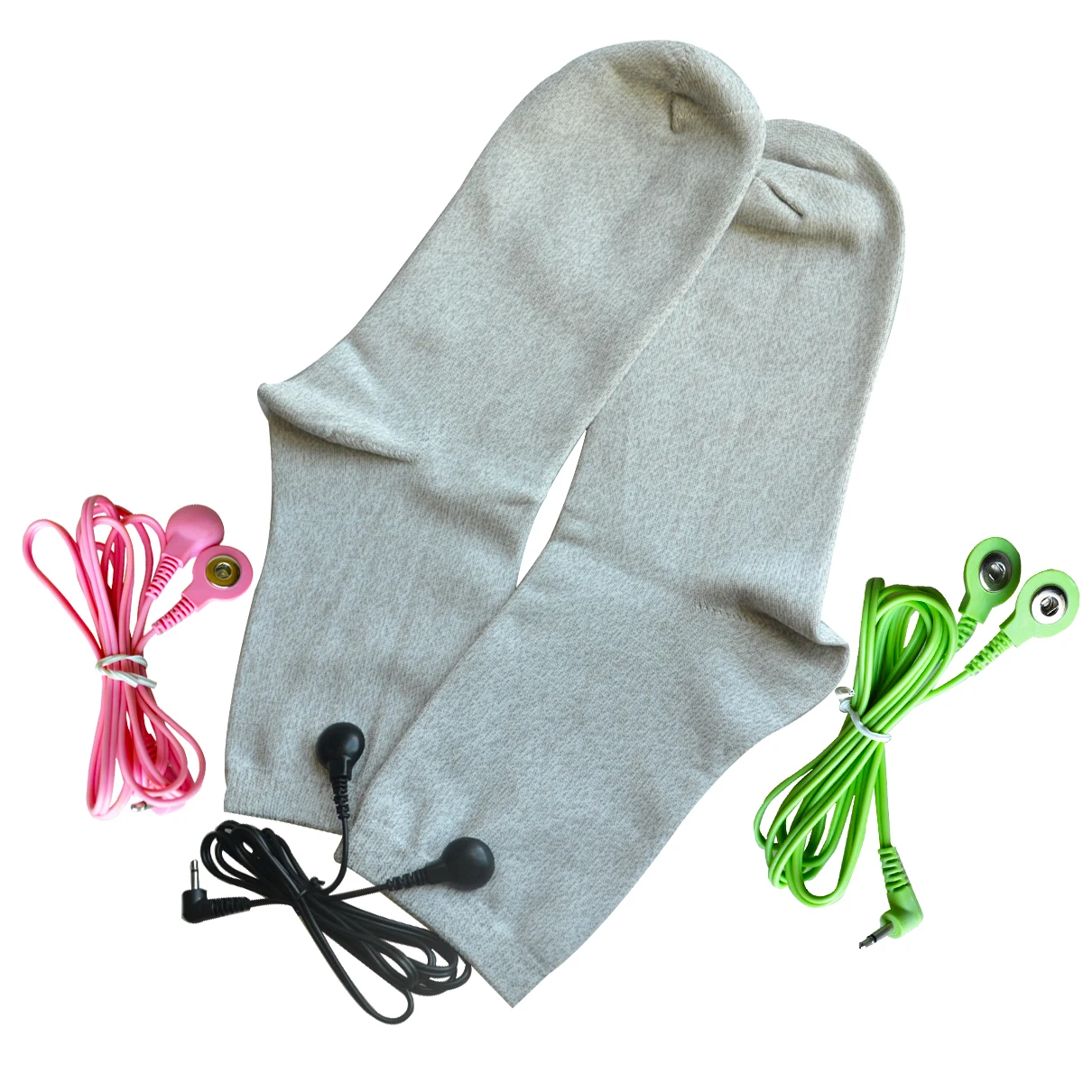 

1Pair TENS/EMS Conductive Silver Fiber Socks Electrode Physiotherapy Massage Sock With Lead Wire Connnecting Cable Plug 2.5mm