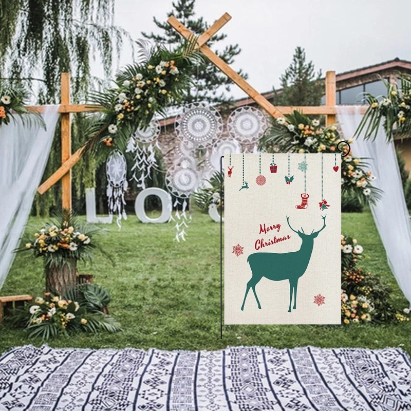 Счастливая фотография рождественские флаги лось двусторонний Печатный Открытый