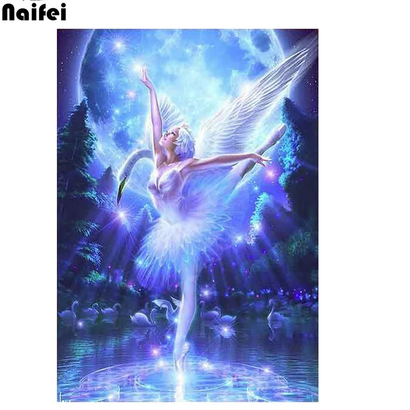 Алмазная живопись с ангелом танцевальная полноразмерная картина Стразы сделай
