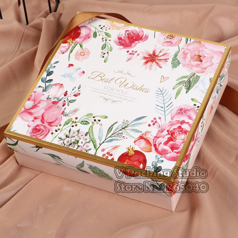 20x20x6 5 см маленький цветочный узор Mooncake бумажная коробка для конфет печенья